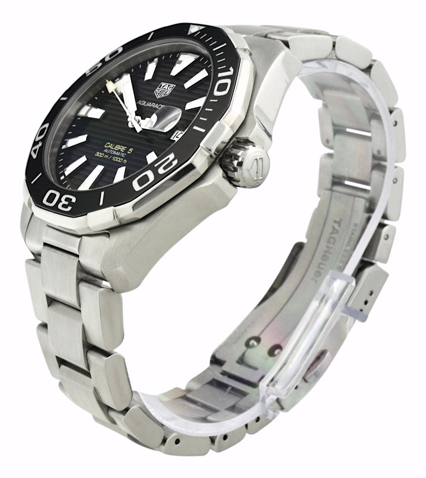 Tag Heuer Aquaracer Caliber 5 Black Dial Silver Steel Strap Watch for Men - WAY201A .BA0927 Buy Now By Tag Heuer