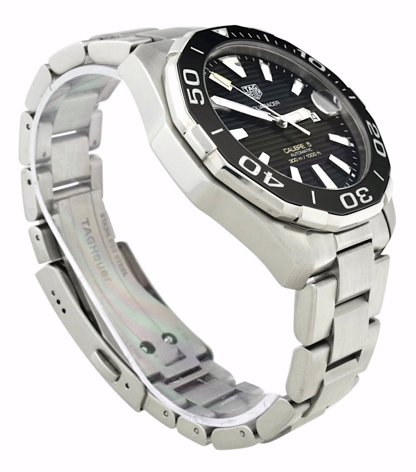 Tag Heuer Aquaracer Caliber 5 Black Dial Silver Steel Strap Watch for Men - WAY201A .BA0927 Buy Now By Tag Heuer