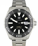 Tag Heuer Aquaracer Caliber 5 Black Dial Silver Steel Strap Watch for Men - WAY201A .BA0927 Buy Now By Tag Heuer