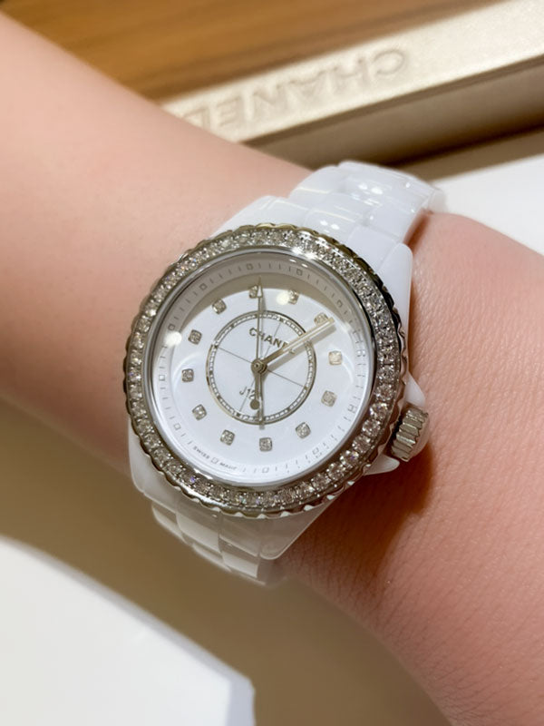 Chanel J12 Quartz Diamonds White Dial White Steel Strap Watch for Women - J12 H6418 Buy Now By Chanel