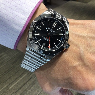 Breitling Chronomat GMT 40 Automatic Black Dial Silver Steel Strap Watch for Men - A32398101B1A1 Buy Now By Breitling