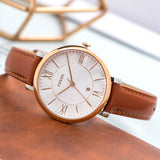 Fossil Jacqueline White Dial Brown Leather Strap Watch for Women - ES3842 Buy Now By Fossil