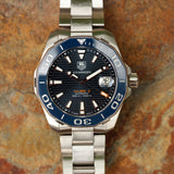 Tag Heuer Aquaracer Calibre 5 Blue Dial Silver Steel Strap Watch for Men - WAY211C.BA0928 Buy Now By Tag Heuer