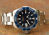 Tag Heuer Aquaracer Calibre 5 Blue Dial Silver Steel Strap Watch for Men - WAY211C.BA0928 Buy Now By Tag Heuer