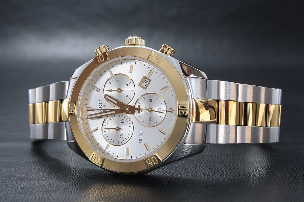 Tissot PR 100 Sport Chic Chronograph Silver Dial Two Tone Steel Strap Watch For Women - T101.917.22.031.00 Buy Now By Tissot