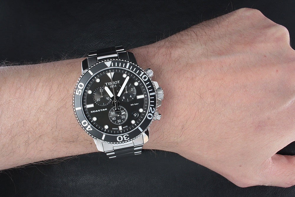 Tissot Seastar 1000 Chronograph Black Dial Silver Steel Strap Watch For Men - T120.417.11.051.00 Buy Now By Tissot