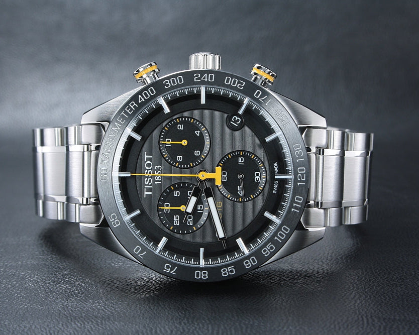 Tissot PRS 516 Chronograph Black Dial Silver Steel Strap Watch For Men - T100.417.11.051.00 Buy Now By Tissot