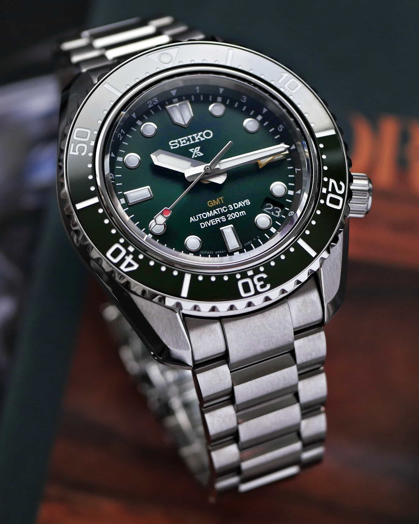 Seiko Prospex GMT Divers Automatic Marine Green Dial Silver Steel Strap Watch For Men - SPB381J1 Buy Now By Seiko