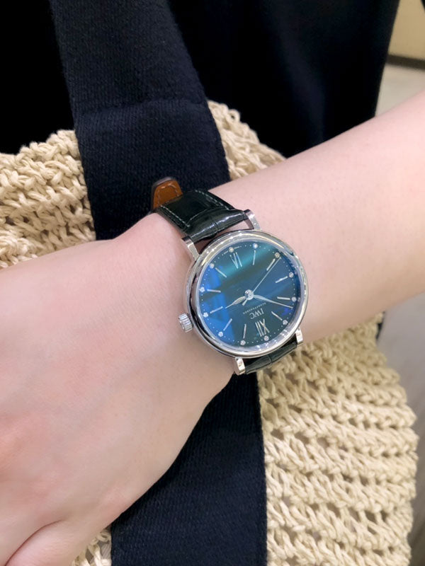 IWC Portofino Automatic Green Dial Green Leather Strap Watch for Women - IW357405 Buy Now By IWC