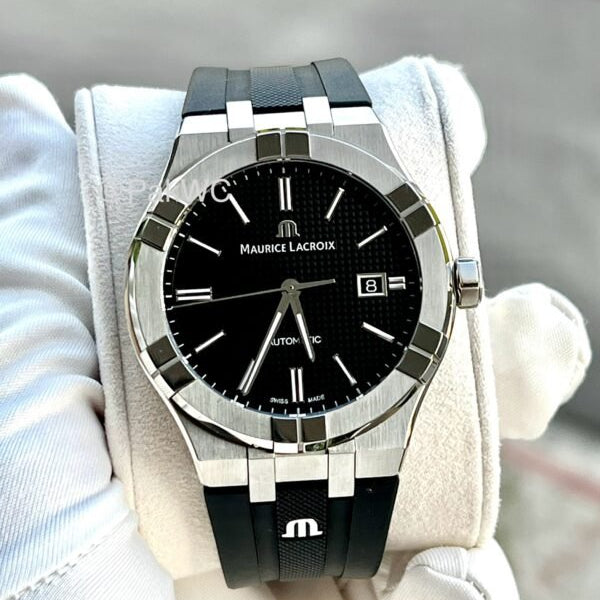 Maurice Lacroix Aikon Automatic Black Dial Black Rubber Strap Watch For Men - AI6008-SS000-330-2 Buy Now By Maurice Lacroix