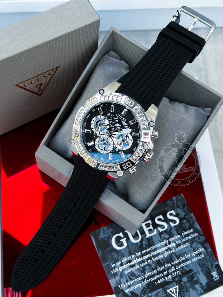 Guess Trophy Multifunction Black Dial Black Rubber Strap Watch for Men - GW0333G1 Buy Now By Guess