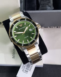 Emporio Armani Diver Chronograph Green Dial Two Tone Steel Strap Watch For Men - AR80063 Buy Now By Emporio Armani