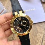 Versace V-Race Quartz Black Dial Black Leather Strap Watch For Men - VEBV00119 Buy Now By Versace