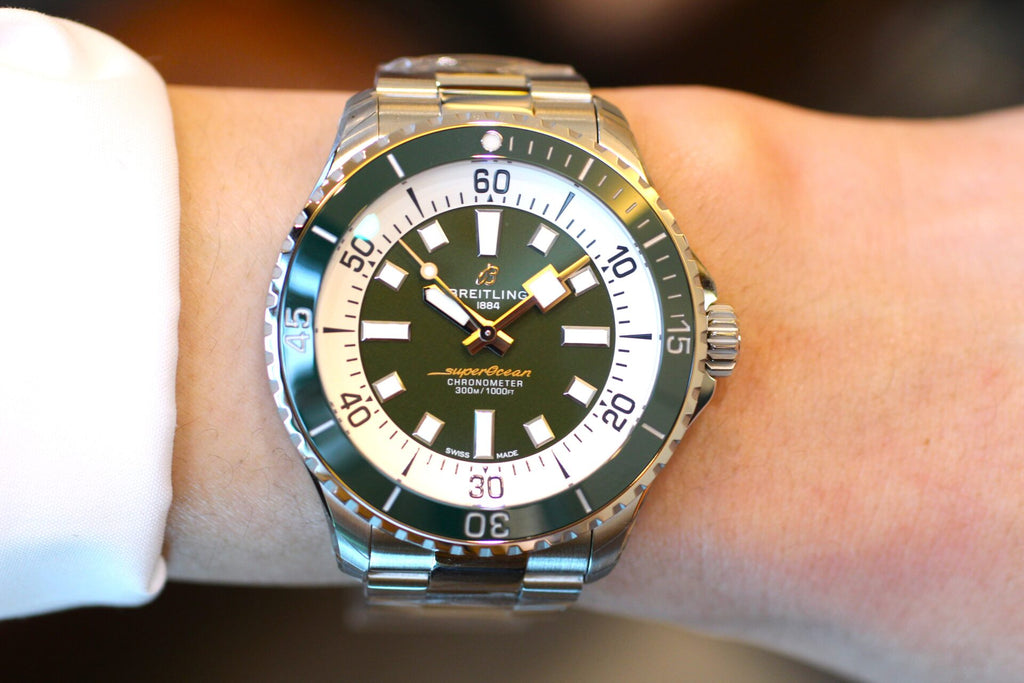 Breitling Superocean Automatic 44mm Navy Green Dial Green Rubber Strap Watch for Men - A17376A31L1A1 Buy Now By Breitling