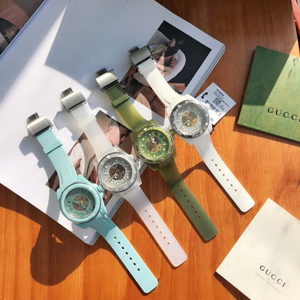 Gucci Dive Automatic White Dial White Rubber Strap Unisex Watch - YA136342 Buy Now By Gucci