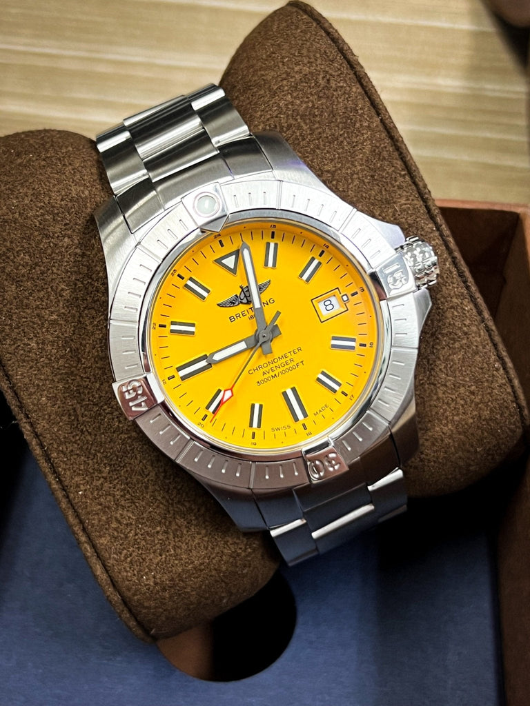 Breitling Avenger Automatic 45mm Seawolf Yellow Dial Silver Steel Strap Strap Watch for Men - A17319101/1A1 Buy Now By Breitling