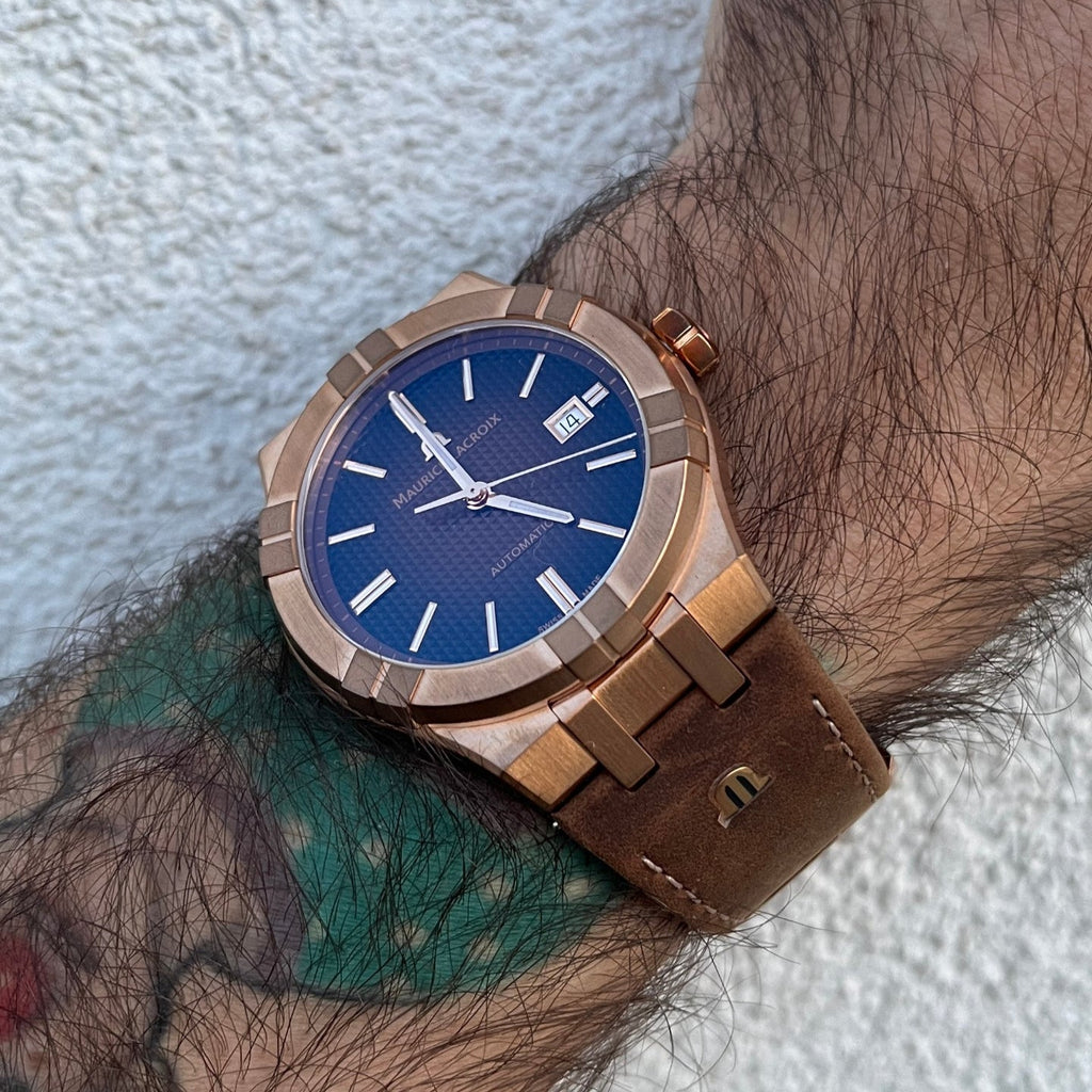 Maurice Lacroix Aikon Automatic Brown Dial Brown Leather Strap Watch For Men - AI6008-BRZ01-730-3 Buy Now By Maurice Lacroix