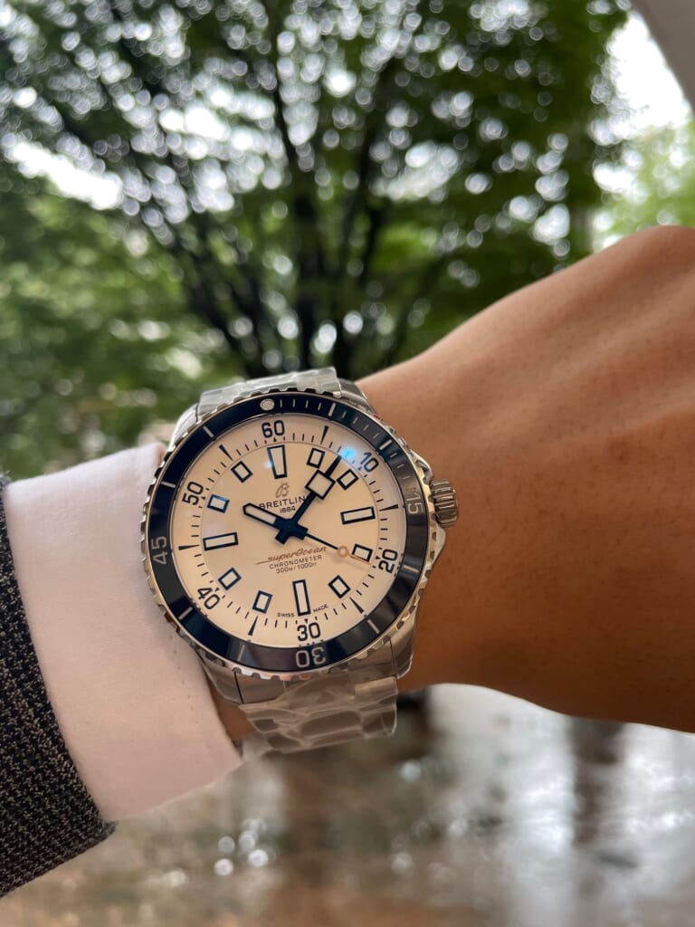 Breitling Superocean Automatic 42 White Dial Green Silver Steel Strap Watch for Men - A17375E71G1A1 Buy Now By Breitling