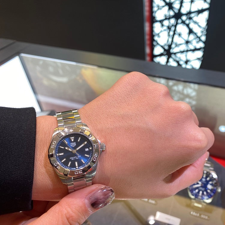 Tag Heuer Aquaracer Blue Dial Silver Steel Strap Watch for Women - WBD1412.BA0741