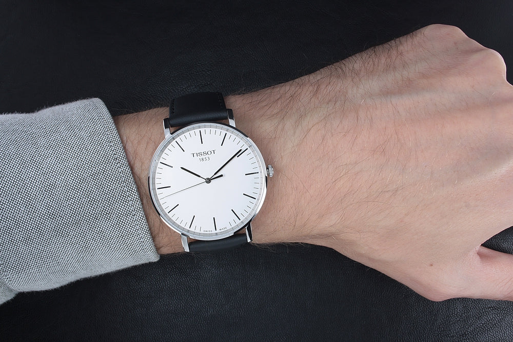 Tissot T Classic Everytime Large White Dial Black Leather Strap Watch For Men - T109.610.16.031.00 Buy Now By Tissot