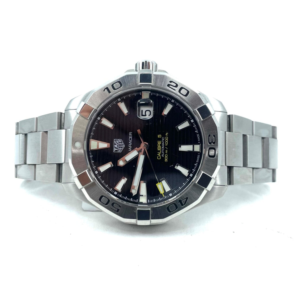 Tag Heuer Aquaracer Automatic Match Timer Black Dial Silver Steel Strap Watch for Men - WAY201G.BA0927 Buy Now By Tag Heuer