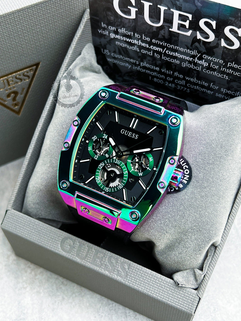 Guess Phoenix Multifunction Black Dial Black Rubber Strap Watch for Men - GW0202G5 Buy Now By Guess