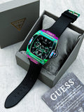 Guess Phoenix Multifunction Black Dial Black Rubber Strap Watch for Men - GW0202G5 Buy Now By Guess