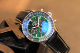 Breitling Navitimer B01 Chronograph 46 Green Dial Black Leather Strap Watch for Men - AB0137241L1P1 Buy Now By Breitling
