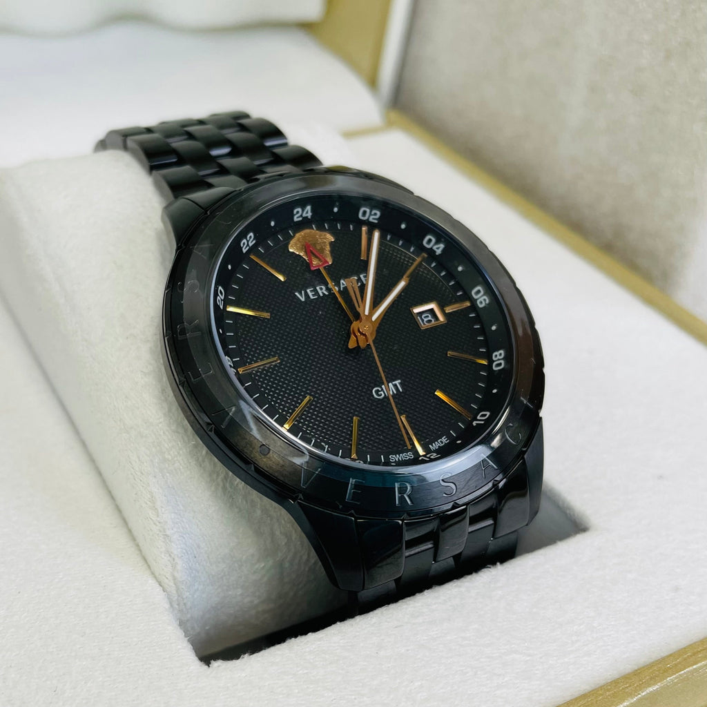 Versace Univers Quartz Black Dial Black Steel Strap Watch for Men - VEBK00618 Buy Now By Versace