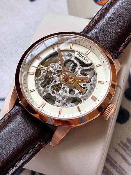 Fossil Townsman Automatic Skeleton White Dial Brown Leather Strap Watch for Men - ME3078 Buy Now By Fossil