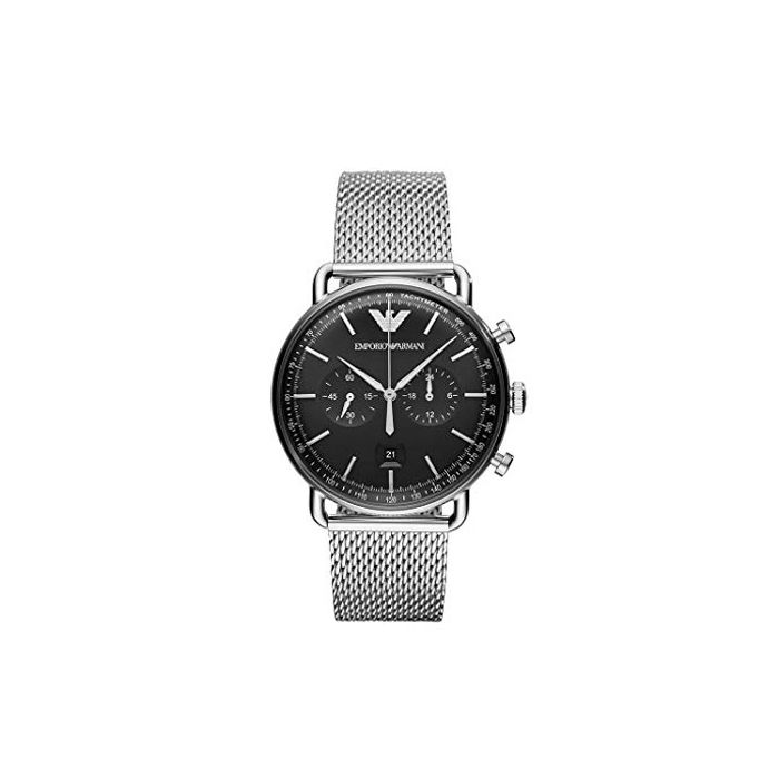 Emporio Armani Chronograph Black Dial Silver Mesh Bracelet Watch For Men - AR11104 Buy Now By Emporio Armani