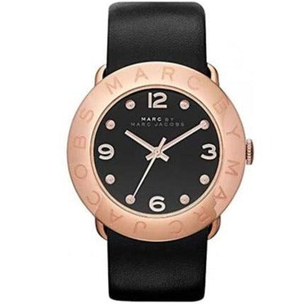 Marc Jacobs Amy Black Dial Black Leather Strap Watch for Women - MBM1225 Buy Now By Marc Jacobs