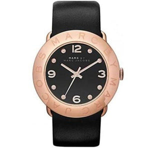 Marc Jacobs Amy Black Dial Black Leather Strap Watch for Women - MBM1225 Buy Now By Marc Jacobs