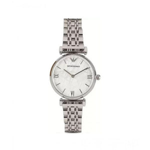 Emporio Armani Gianni T Bar White Marble Dial Silver Steel Strap Watch For Women - AR11170 Buy Now By Emporio Armani