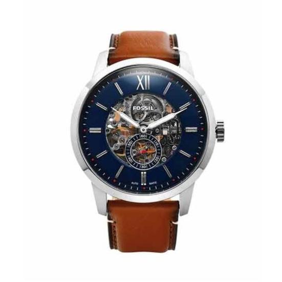 Fossil Townsman Automatic Skeleton Blue Dial Brown Leather Strap Watch for Men - ME3154 Buy Now By Fossil