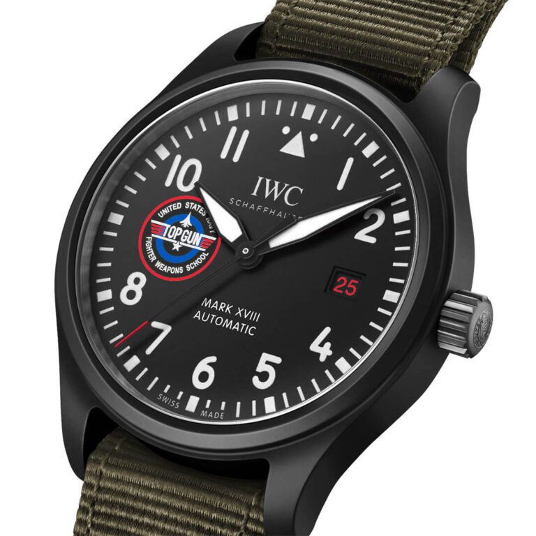 IWC Pilot’s Watch Mark XVIII Top Gun Edition “SFTI” Black Dial Green Nylon Strap Watch for Men - IW324712 Buy Now By IWC