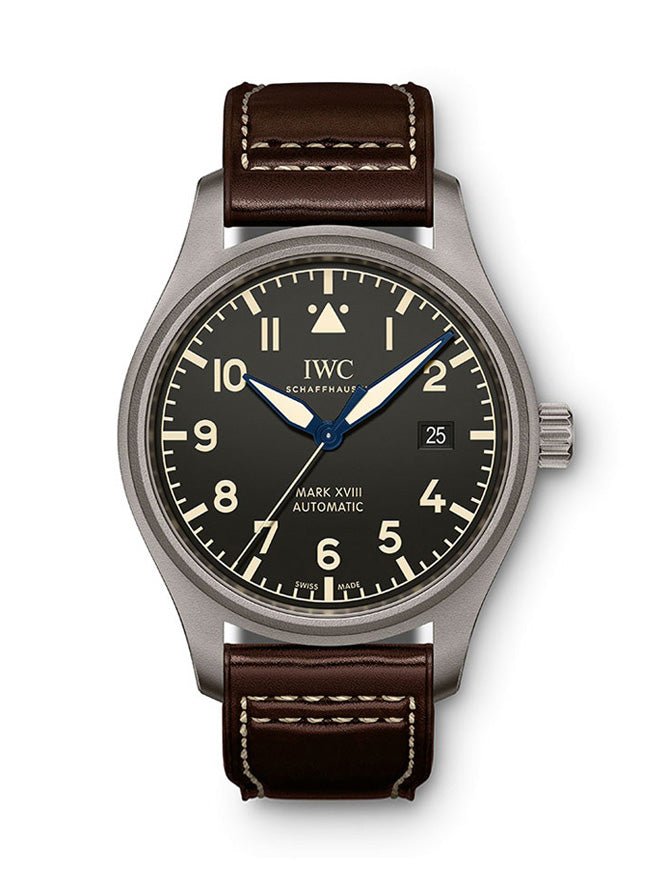 IWC Pilot's Watch Mark XVIII 40mm Black Dial Brown Leather Strap Watch for Men - IW327006 Buy Now By IWC