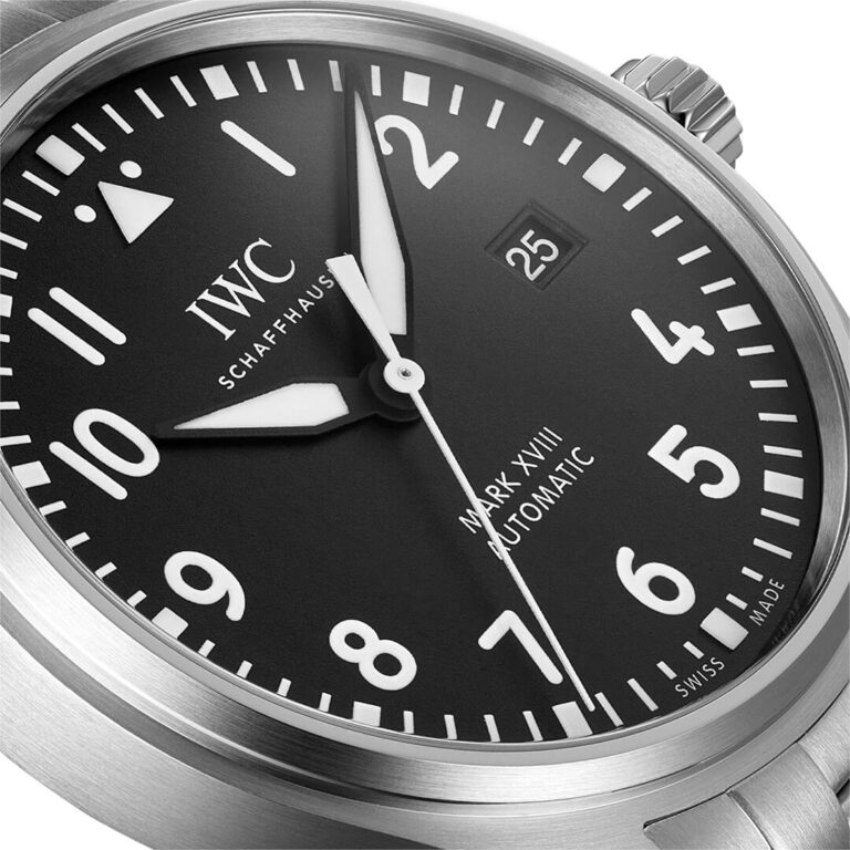 IWC Pilot’s Watch Mark XVIII Black Dial Silver Steel Strap Watch for Men - IW327015 Buy Now By IWC