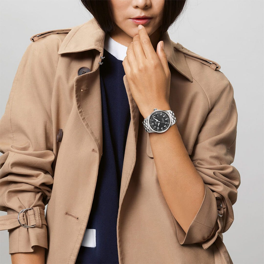 IWC Pilot’s Watch Mark XVIII Black Dial Silver Steel Strap Watch for Men - IW327015 Buy Now By IWC