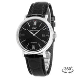 IWC Portofino Automatic Black Dial Black Leather Strap Watch for Men - IW356502 Buy Now By IWC
