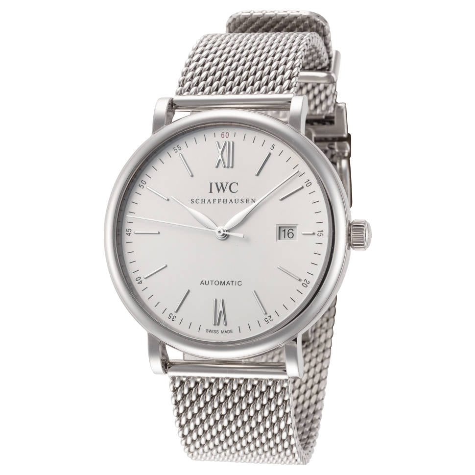 IWC Portofino Automatic White Dial Silver Mesh Bracelet Watch for Men - IW356505 Buy Now By IWC