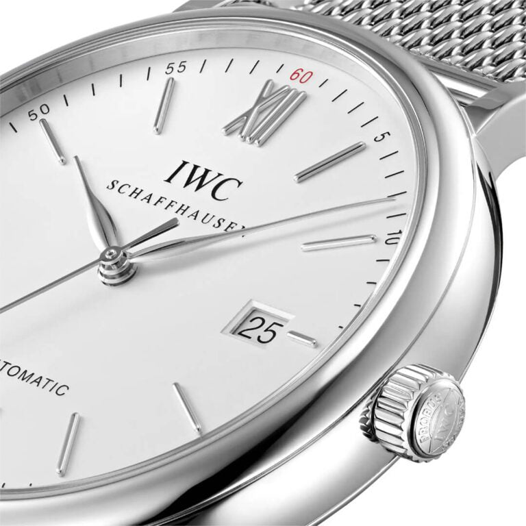 IWC Portofino Automatic White Dial Silver Mesh Bracelet Watch for Men - IW356505 Buy Now By IWC