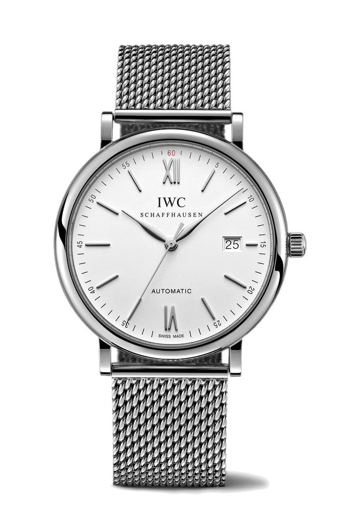 IWC Portofino Automatic White Dial Silver Mesh Bracelet Watch for Men - IW356505 Buy Now By IWC