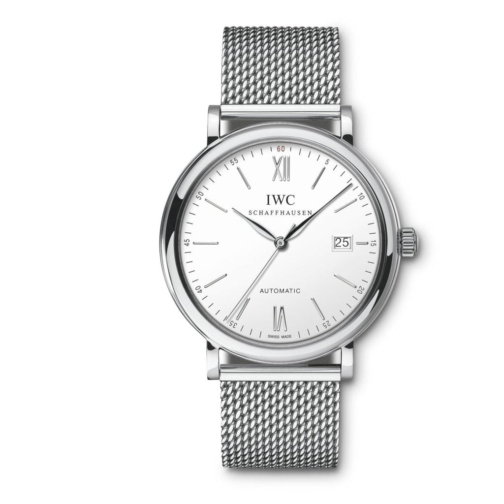 IWC Portofino Automatic White Dial Silver Mesh Bracelet Watch for Men - IW356505 Buy Now By IWC