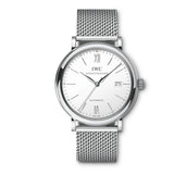 IWC Portofino Automatic White Dial Silver Mesh Bracelet Watch for Men - IW356505 Buy Now By IWC
