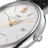 IWC Portofino Automatic White Dial Black Leather Strap Watch for Men - IW356517 Buy Now By IWC