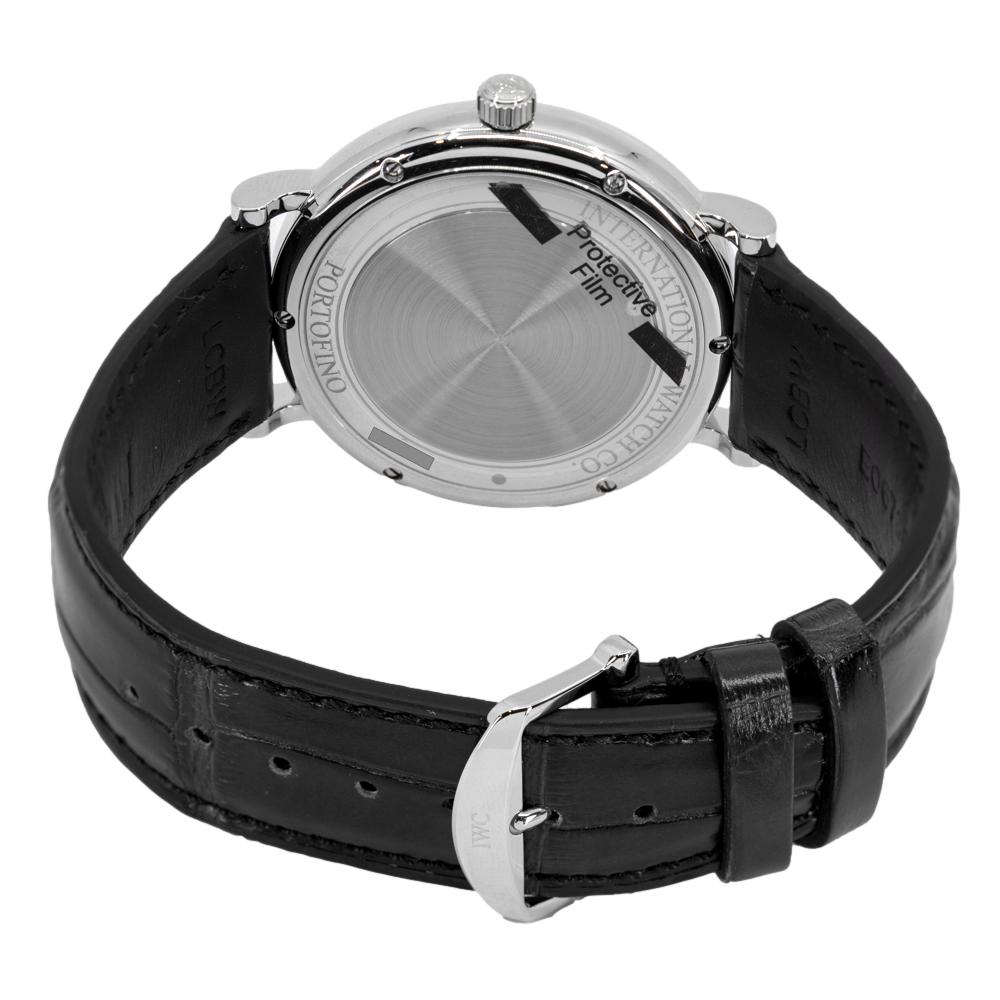 IWC Portofino Automatic Blue Dial Black Leather Strap Watch for Men - IW356523 Buy Now By IWC