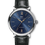 IWC Portofino Automatic Blue Dial Black Leather Strap Watch for Men - IW356523 Buy Now By IWC