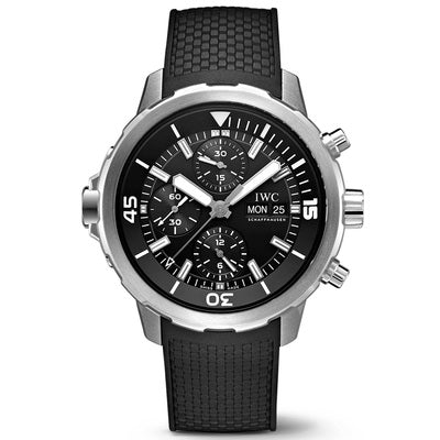 IWC Aquatimer Chronograph Black Dial Black Leather Strap Watch for Men - IW376803 Buy Now By IWC