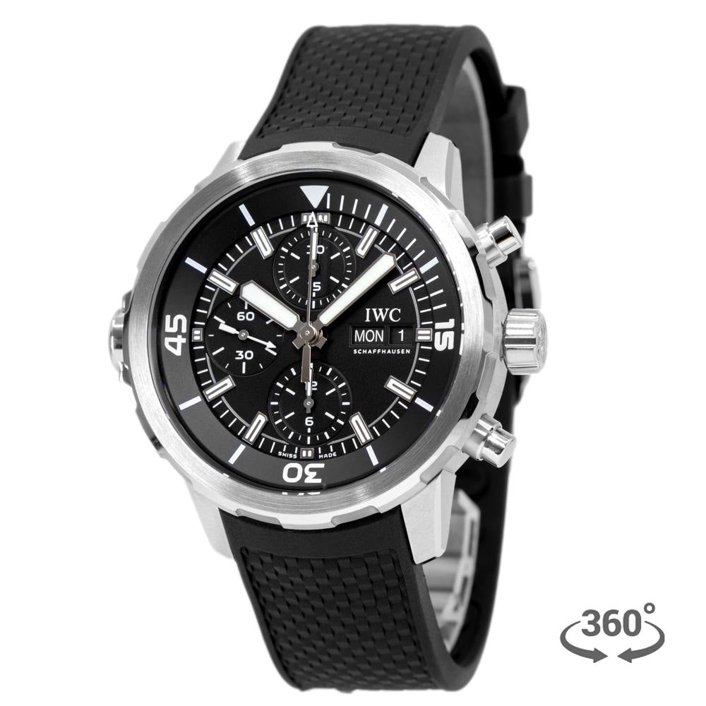 IWC Aquatimer Chronograph Black Dial Black Leather Strap Watch for Men - IW376803 Buy Now By IWC